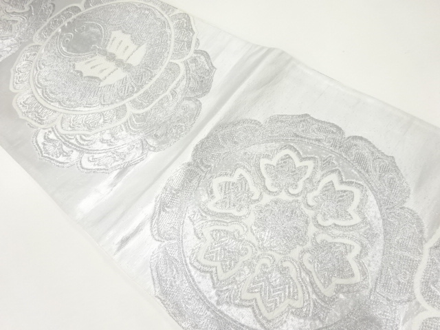 アンティーク　蝶に花模様織出し袋帯（材料）